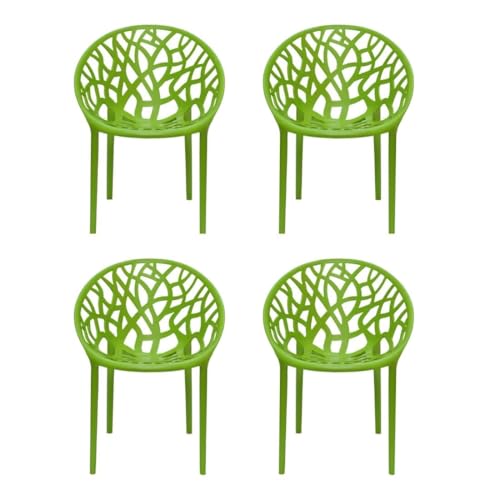 Image of activa Crystal Plastic Arm Chair | Stackable Indoor Outdoor Chair for Home, Balcony, Patio & Garden | Comfortable Designer Armrest Chair | Durable Plastic Seating Furniture (Green, Set of 4)