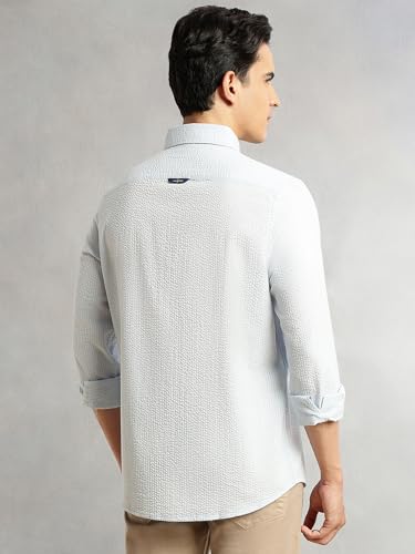 Image of Thomas Scott Men's | Slim Fit | Striped Design | Button-Down Collar | 100% Cotton Casual Shirt for Mens