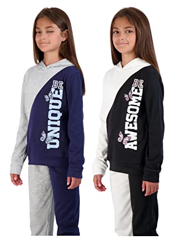 Star Ride Sweet Butterfly Girls 4-Piece Fleece Active Hoodie And Athletic Jogger Sweatpants And Sweatshirt Kids Clothing Set (Navy-Black, 6X) #TOP1