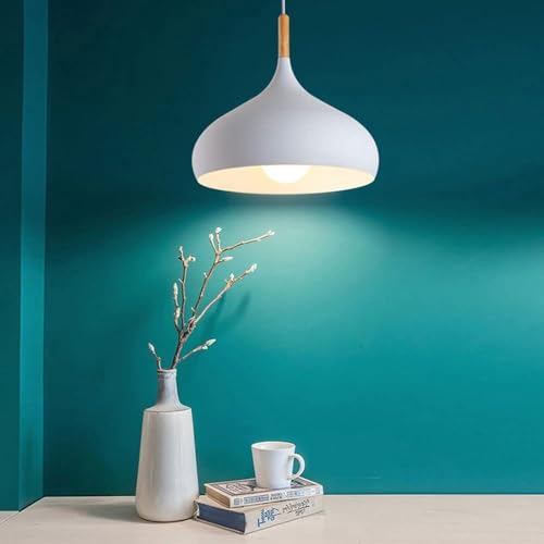 Lustre d'art en fer blanc 42cm, suspension rétro réglable E27 pour salle à manger