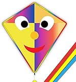 Bright Color Classic Kite mit 3 Bandschwänzen. Leicht flugDrachen für Erwachsene und Kinder, Anfänger und Kleinkinder. Einfach zusammenbauen und einfache Anleitung, kommen mit 300ft Drachenschnur, dieser Drachen ist fantastisch für Ihre nächste Outdoor-Aktivität.