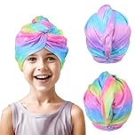 Hedgeink Microfibre Hair Towel Wrap 2 Pack, Quick Dry Hair Turban with Button for Kids and Women, Rapid Drying Head Towels Wrap for Wet Curly Hair