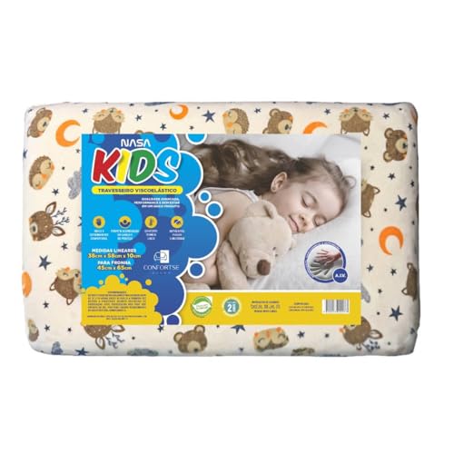 Travesseiro Nasa Viscoelastico Automoldavel, 38x58x10cm, Kids, Un...