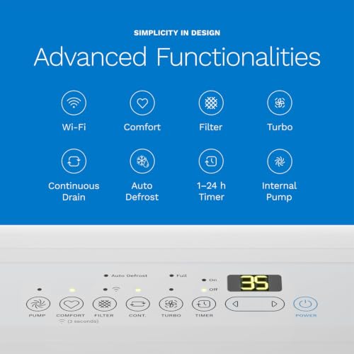 Image of hOmeLabs Dehumidifier 7,500 Sq Ft 50 Pint with Pump 120 Pint 95F, 90% RH