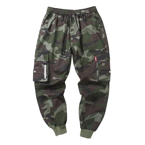 Herren Cargo Hosen Übergröße Frühjahr Freizeitmode Sportliche Weite Baumwollhose Studentenbekleidung Lockerer Komfort Jogginghose Herren Baggy Sweatpants Baumwolle Jogging (Army Green, XXXXXXL)