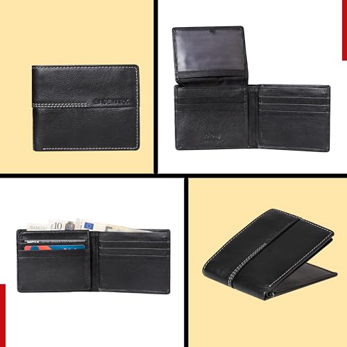 Genuine Leather Made Bi-Fold Casual, Formal, Party, Travel RFID Protected Wallet for Men-Black, Black, Contemporary3