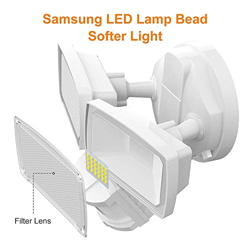 Lepower 1000Lm Solar Security Lights, Solar Motion Sensor Light Outdoor With 2 Adjustable Head, 5500K White Light, Ip65 Waterproof Solar Flood Lights Outdoor For Garage, Yard, Patio(White) #TOP2