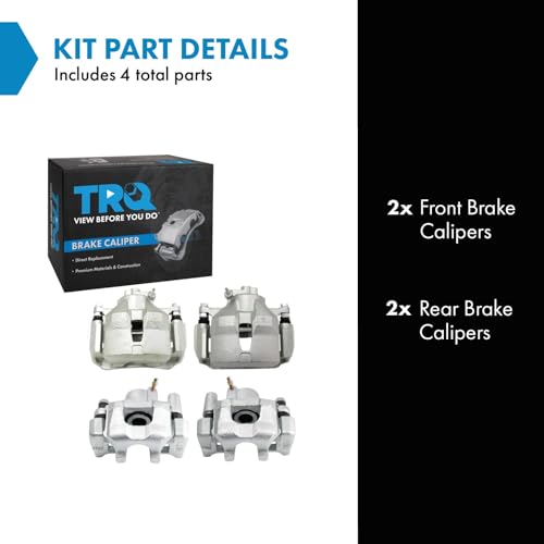 Image of TRQ Front and Rear Brake Caliper Set Zinc Coated Brackets Hardware Compatible with 2002-2006 Toyota Camry