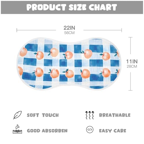2 Pack Baby Burp Cloths, Soft Absorbent Burping Cloths for Babies, Cotton Milk Spit Up Rags, Large Size for Newborns, Baby Boys and Girls (Peach Blue Gingham)4