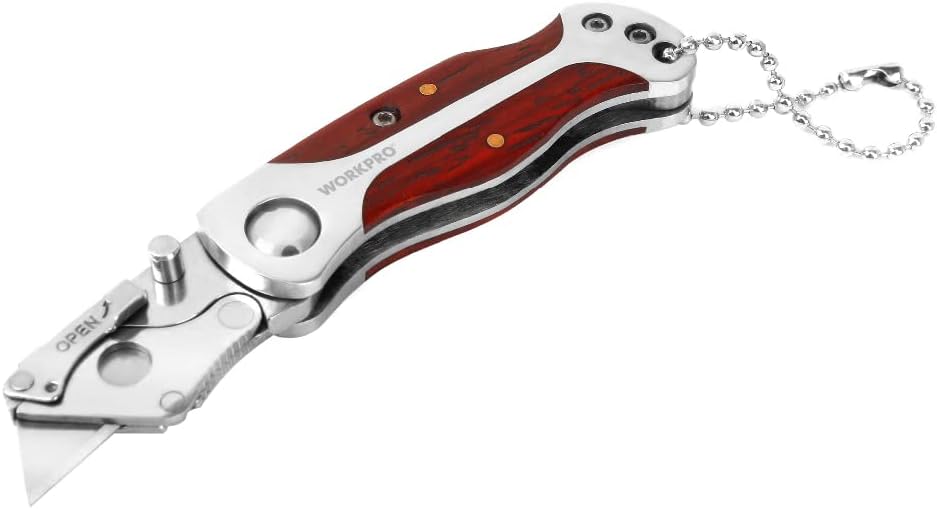 WORKPRO Mini Quick Change Folding Utility Knife, W011012A, Wood