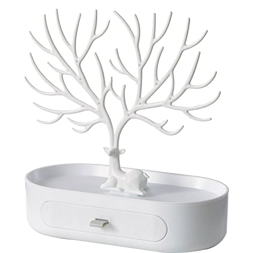 Soporte para Joyas con Cajones,Soporte para Colgar Joyas,Titular de La Joyería,Estante de Joyería de Asta de Creativa,Estant de Almacenamiento de Anillo Colgante Pulsera,Regalo Sorpresa para Damas Cover