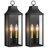 APOTO 2-Pack 18' Outdoor Wall Light Fixtures,Modern Exterior Lighting Fixtures Wall Mount,Anti-Rust Porch Lights with Clear Glass,Waterproof Outside Wall Sconce Lights for House Garage Patio,E12 Base