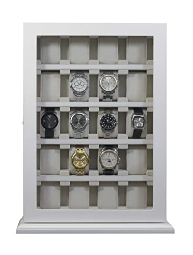 Timelybuys 20 Piece White Wood Watch Display Wall Hanging Case And Storage Organizer Box And Stand For Oversized Watches #TOP1