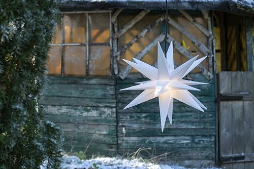 Preisvergleich Produktbild Sterntaler Dekostern / Weihnachtsstern / 18-Zacker / Faltstern / Kunststoff / Weiß / 40cm / Außen / Glühbirne / Netzstecker