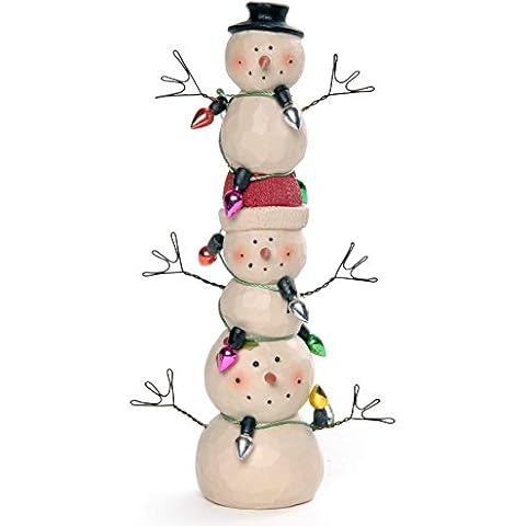 Blossom Bucket 218-13134 Three Stacked Snowmen Wrapped in Lights Figurine Cover