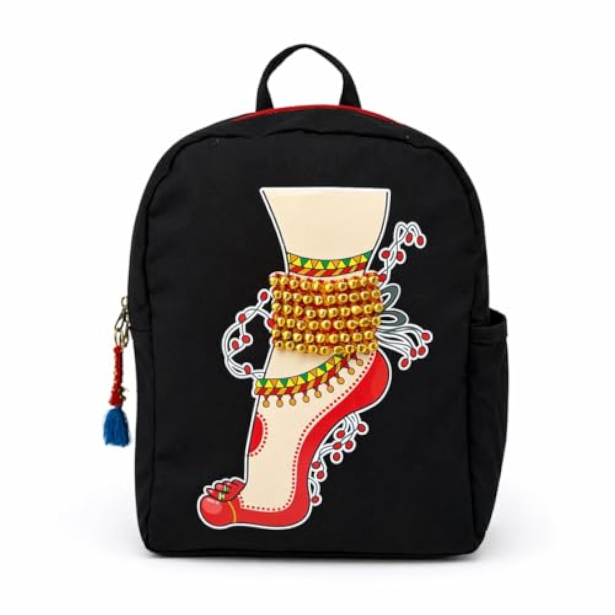 Canvas Single Leg Ghungroo Backpack, Stylish Black