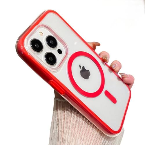 Étui magnétique iPhone 14 Pro transparent coque rigide rouge sans fil
