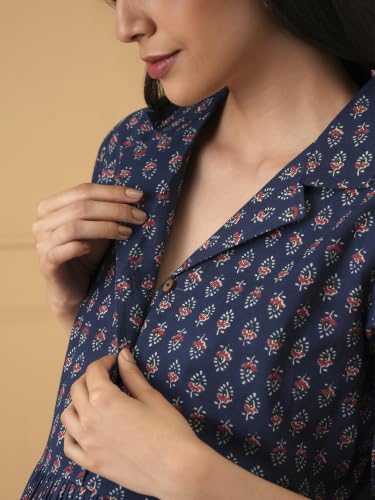 Image of The Mom Store Maternity and Nursing Dress | Pre and Post Pregnancy Dress for Womens | Zipper /Button Opening | Causal Wear | Trendy Stylish Causal Dresses for New Moms