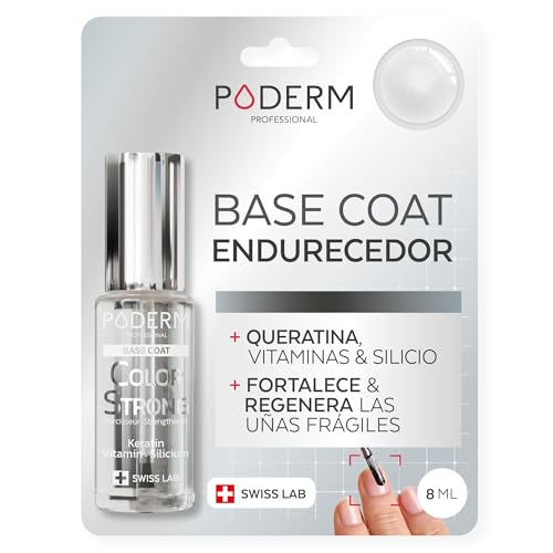 PODERM Esmalte Fortalecedor de Uñas - Base Coat | Repara y Fortalece Uñas Dañadas y Debilitadas por Esmaltes Semipermanentes | Biotina, Silicio y Queratina | Desarrollado por un Podólogo en Suiza