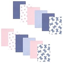 Hudson Baby Unisex Baby Cotton Flannel Burp Cloths 12-Pack Bundle, Beautiful Butterfly, One Size