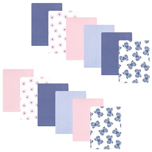 Image of Hudson Baby Unisex Baby Cotton Flannel Burp Cloths 12-Pack Bundle, Beautiful Butterfly, One Size