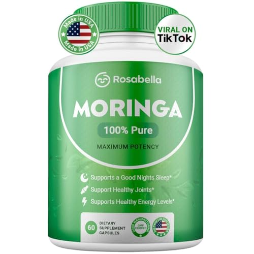 Image of Moringa Powder Capsules - Pure Nutrient-Rich Moringa Powder - A Natural Green Antioxidant Superfood - Supports Energy, Skin Health, Gut Health+ - w/Essential Vitamins & Amino Acids A1