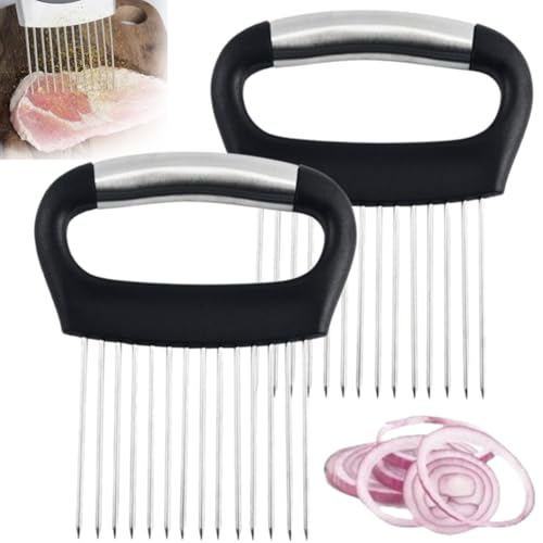 Soporte de cebolla para rebanar, soporte para rebanadas de cebolla 2024, cortador de verduras de acero inoxidable para patatas y tomates, cortador de cocina, herramienta auxiliar de rebanado, cortador