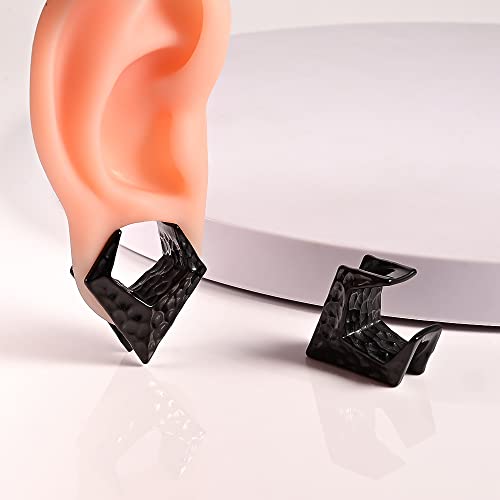 Doearko 2Pcs Ear Gauges Pounding Triangle Saddle Ear Plugs Body Piercing Tunnels 316 Stainless Steel Hypoallergenic Earrings Plugs For Ears Expander Body Jewelry (25Mm(1"), Black) #TOP2