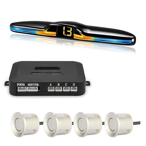 Aparcamiento asistido Sistemas Sensores Estacionamiento Kit Pantalla Monitor Parktronic Retroiluminado Asistente Detector Marcha Atrás Sensores Estacionamiento(Champagne Yellow)