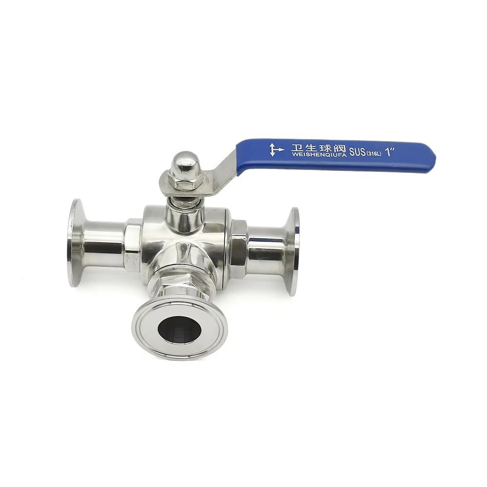 3-Drogowy Sanitarny Zawór Kulowy, Stal Nierdzewna SS316, Obsługa Ręczna Typu T/L, Tuleja Tri Clamp 50,5/64/77,5/91/119mm, 1 Sztuka(L type,76mm x Ferrule 91)