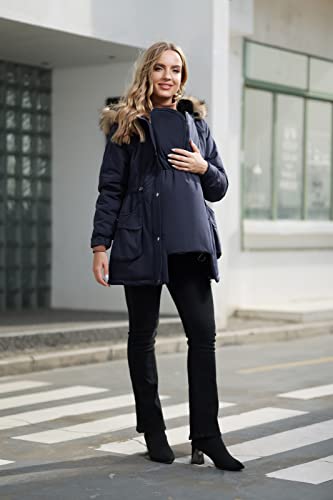 Maacie Winter Umstandsmantel aus Baumwolle warme Alltags-Outdoor-Umstandsjacke