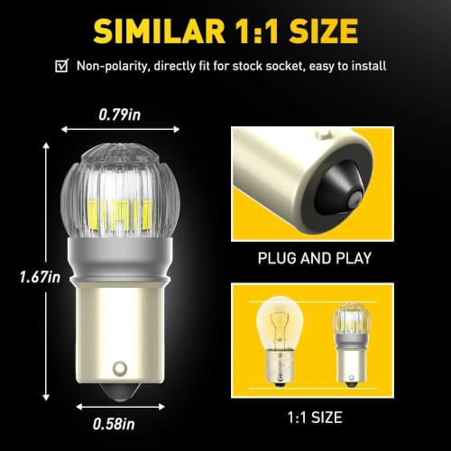Bombilla LED 1156 BA15S blanca de 12V 6000K para marcha atrás 6