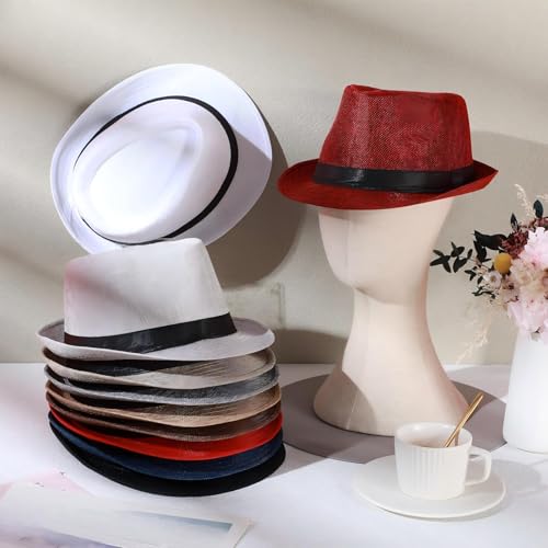 Haysandy 10 Pack Sombreros Fedora 1920s para Hombre miniatura 5