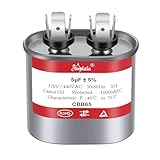 AMPTATA AC Capacitor, 5uf CBB65 Capacitor for AC/HVAC/Air Conditioner/Pool Pump/Condenser Fan Run Motor Start, 5MFD CBB65 370VAC 440VAC 450VAC 50/60Hz Carrier