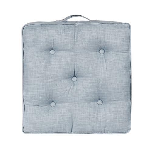 Image of Reversible 60x60x10 cm Grey Woven Quilted Floor Cushion with Cotton Filler for Seating, Patio Seat, Meditation, Yoga, Pooja, Guests, Living Room, Bedroom, Large Size 24x24x4 Inch