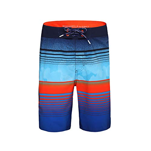 Rokka&Rolla Men's 4-Way Stretch Quick Dry Swim Trunks Board Shorts