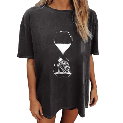 Image of Summer Y2k Tops for Womens, Casual Vintage Short Sleeve T-Shirt, Girls Oversize Loose Round Neck Elastic Tee