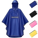 NEWIROVE Mantella Antipioggia Bambino Leggero Poncho Antipioggia Bambino Impermeabile Con Strisce Riflettenti Unisex Poncho Per Ragazze E Ragazzi