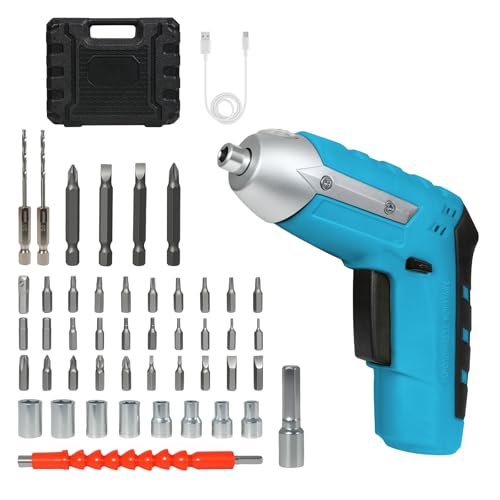 Traderight Cordless Electric Screwdriver Gun 4V,47PCS,Rechargeable with Driver Bit Set,3.0N.m Torque,Power Screwdriver Set,Compact & Versatile Electric Drill for DIY,Home Repairs