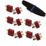 ikarex-shop 5 oder 10 Paar T-Plug mit Grip Deans Stecker / Buchse mit Schrumpfschlauch Steckverbinder Dean T Plug RC Akku Lipo 5X 10x (5 Paar)