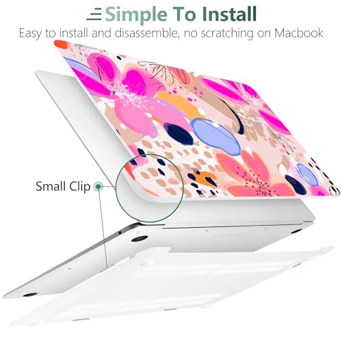 DONGKE Compatible with MacBook Air 13 inch Case 2021 2020 2019 2018 Release A2337 M1 A2179 A1932 with Retina Display & Touch ID, Plastic Hard Shell & Keyboard Cover - Floral Artistic by DONGKE - Image 4