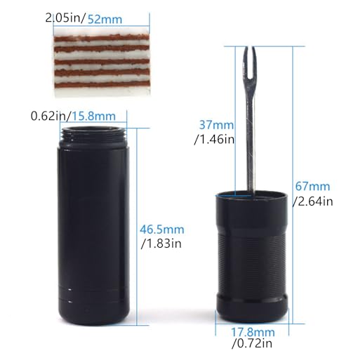 YiXjiuBP Tubeless Bike Tire Repair Kits for Road Bicycle and Mountain Bike MTB Tires | 1 Repair Tool and 7 Bacon Strips | Includes Storage Canister Plugger Tool with Plugs