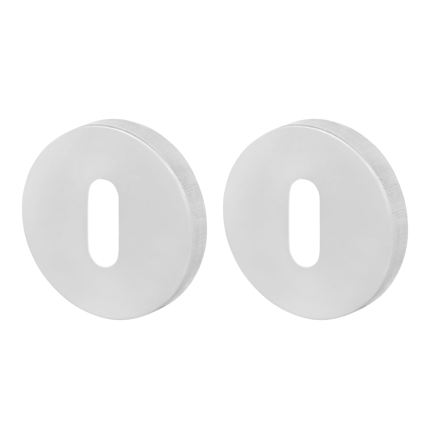 Eai Polished Chrome Round Keyhole Cover Escutcheon Set - Pack Of 2, | Keyhole Escutcheon | Universal Silver Door Key Cap Covers