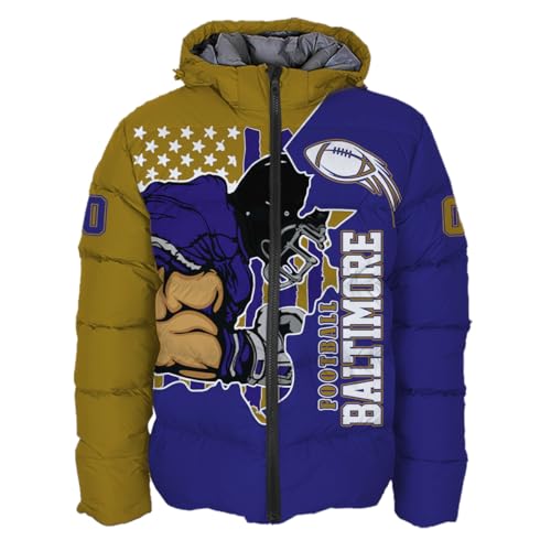 Men Football Custom Puffer Coat Add Any Name Number Lightweight Water-Resistant Winter Windproof Zipper Down Jacket S-5XL