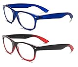 Specs Wayfarer Reading Glasses (Matte Blue and Black/ Red Gradient) +1.25 2-Pack