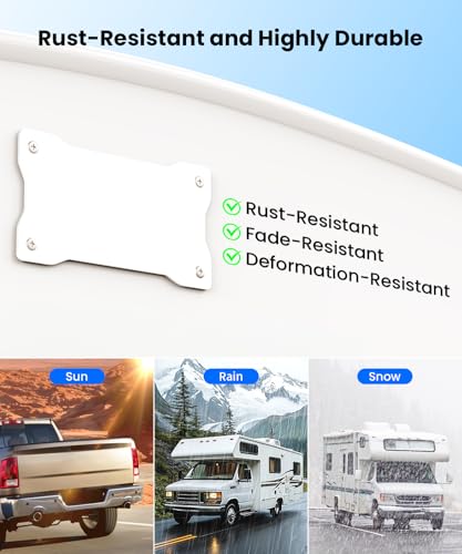 Image of AUTO-VOX White Metal Plate for Solar Magnetic Backup Camera：All Weather Durable White Iron Bracket, Stable Rear Mounting, Compatible with Aluminum /Fiberglass RV, Trailer, Camper, Truck