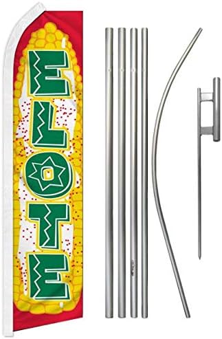 Elote Flag with Complete Hybrid Pole Kit – 11.5 ft x 2.5 ft Outdoor Advertising Flag for Elote Business | Weatherproof Polyester (1 Kit Included)