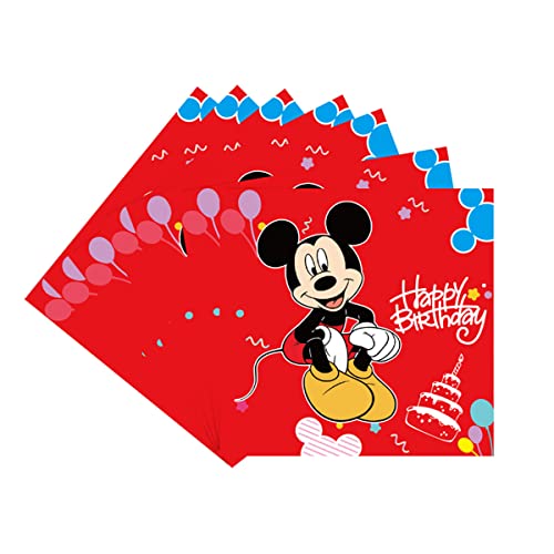 Mickey Mouse Theme Birthday Party Supplies,Includes 20 Paper Plates - 20 Napkin - 1 Table Cloth Serves 20 Guest #TOP2