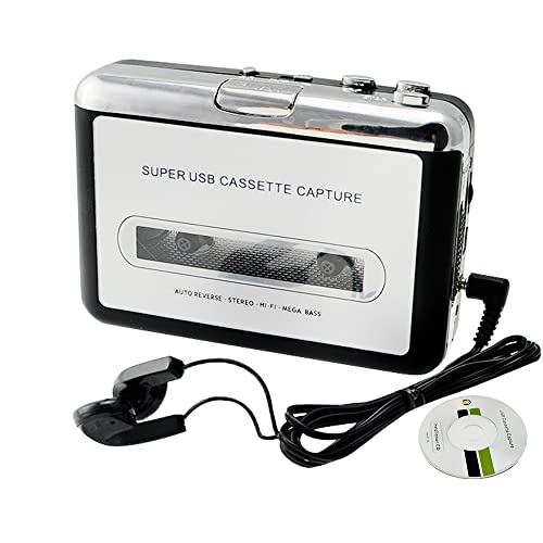 USB Cassette to MP3 Converter, Colilove Cassette Tape Converter Player Recorder to MP3 iPod CD Converter Capture Audio Music Player with Earphone