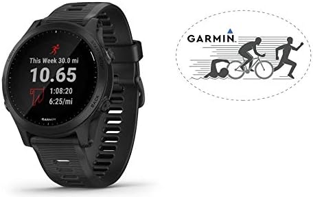HRM Garmin Forerunner 945 GPS Running Watch Black Bundle with 6x4 Oval Car Magnet